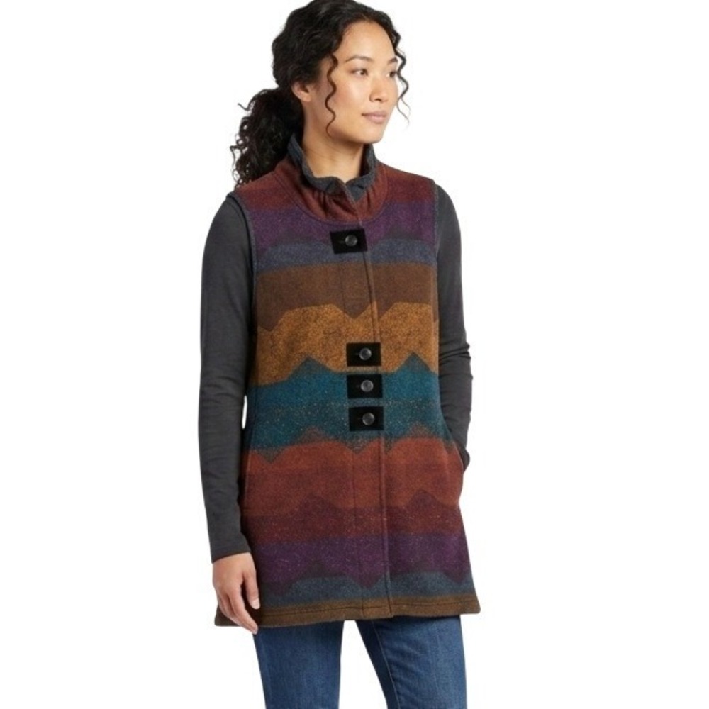 John Mark Knit Vest Womens XL Multicolor Bohemian Layered Look Southwestern Cozy